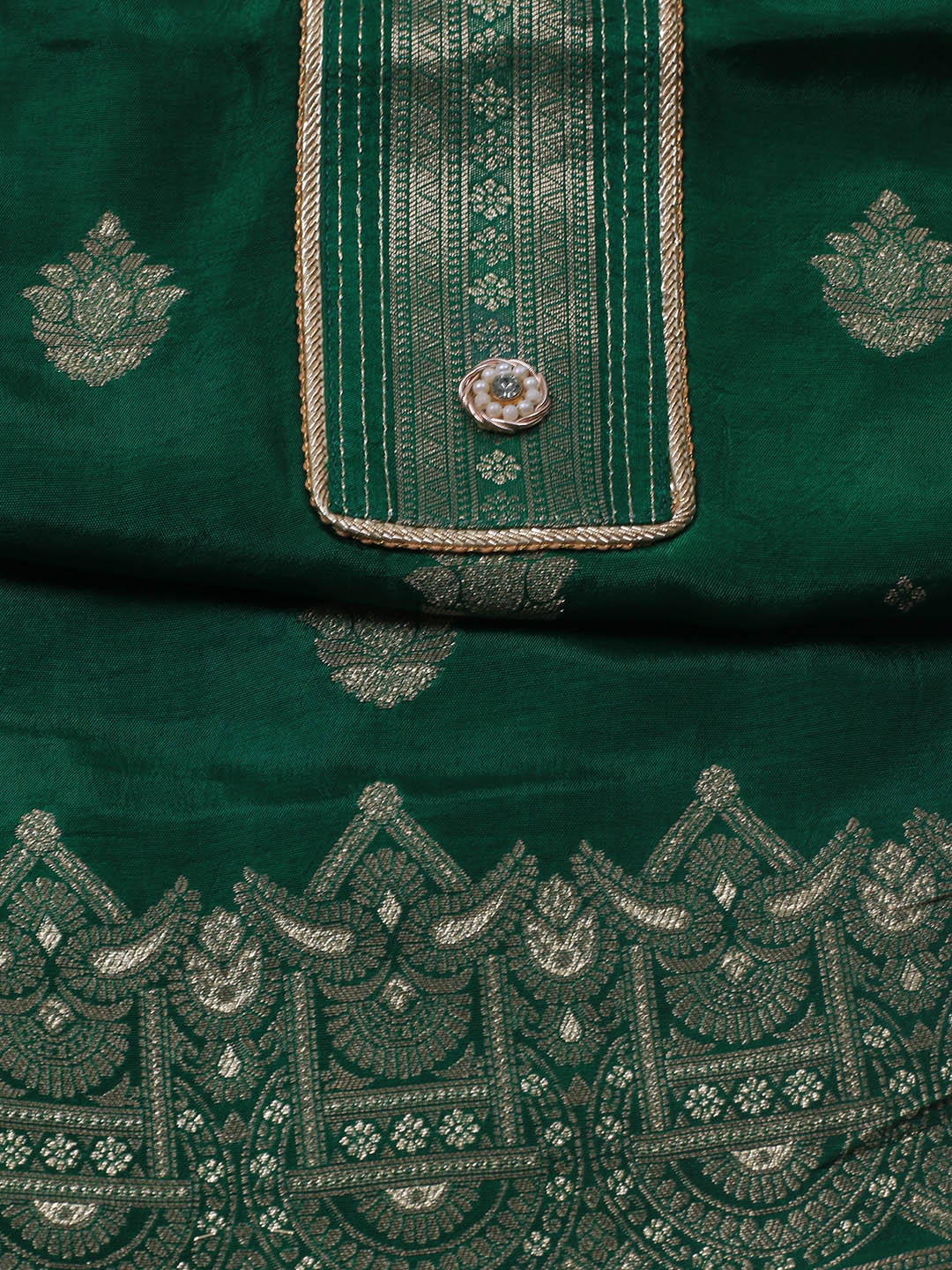 Embroidery Chanderi Unstitched Suit With Dupatta