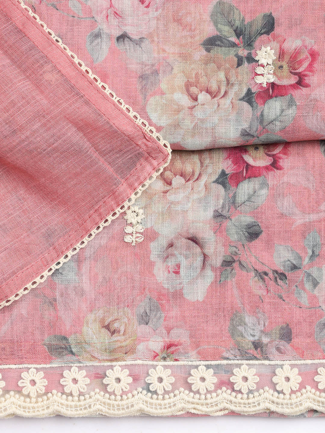 Printed Linen Unstitched Suit Piece With Dupatta