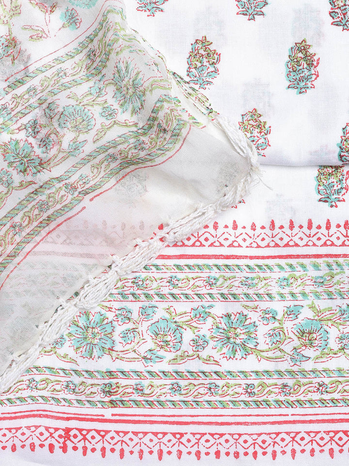 Printed Cotton Blend Unstitched Suit With Dupatta