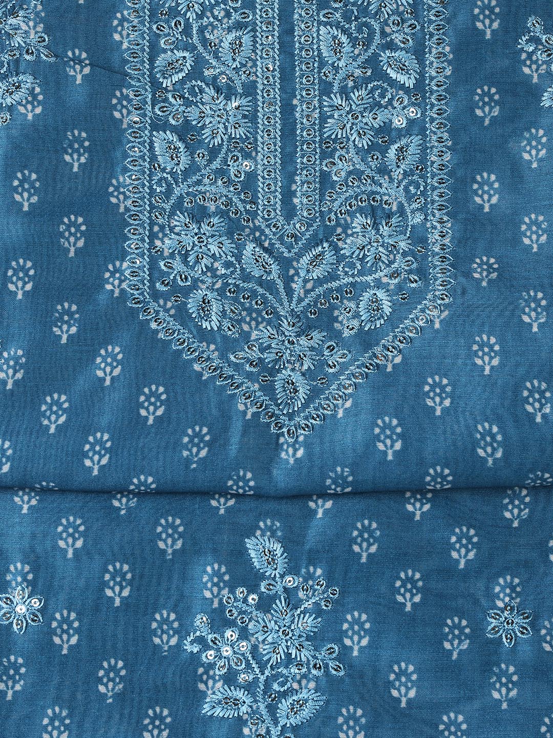 Neck Embroidery Chanderi Unstitched Suit With Dupatta