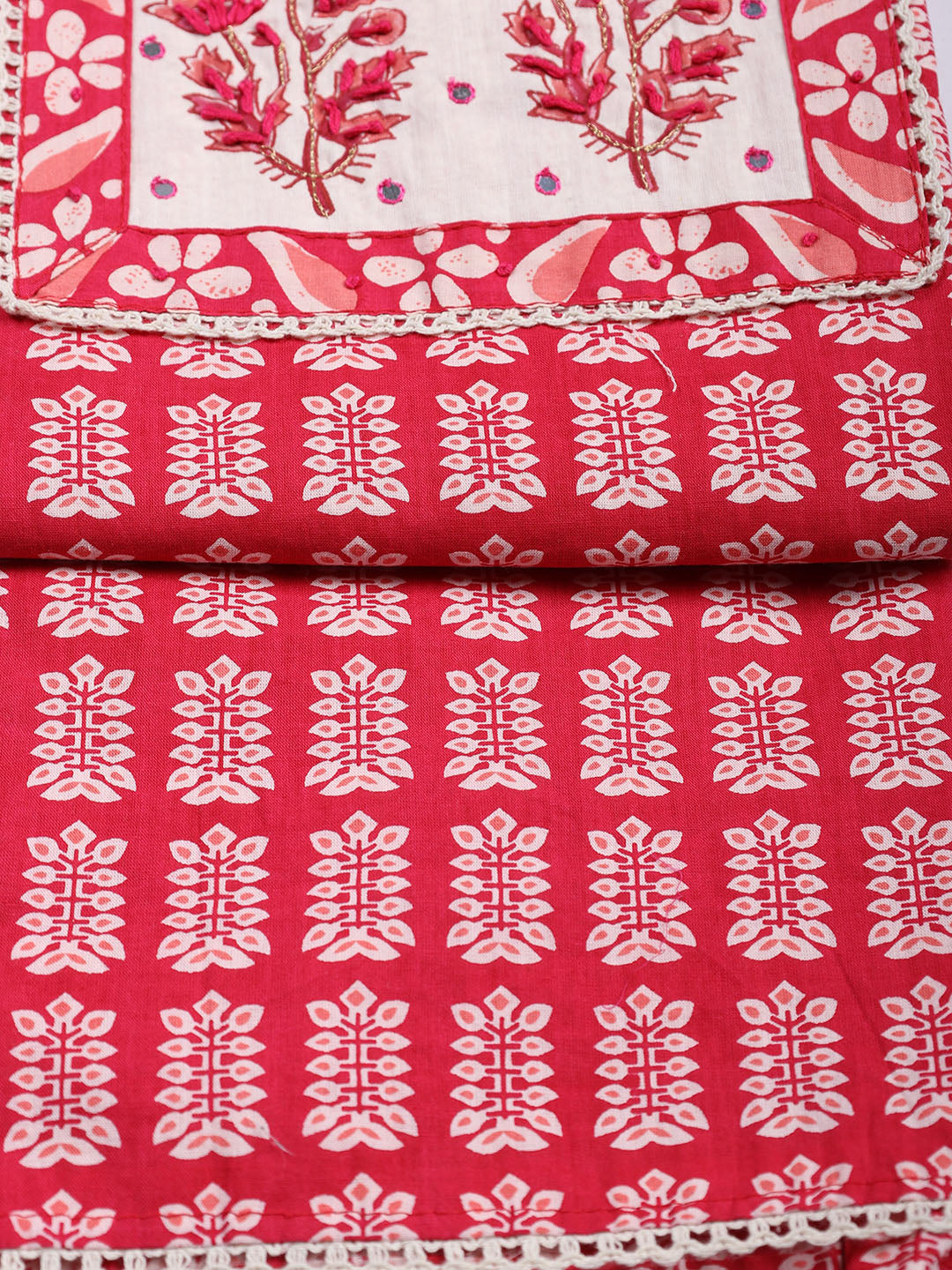 Printed Chanderi Unstitched Suit Piece With Dupatta