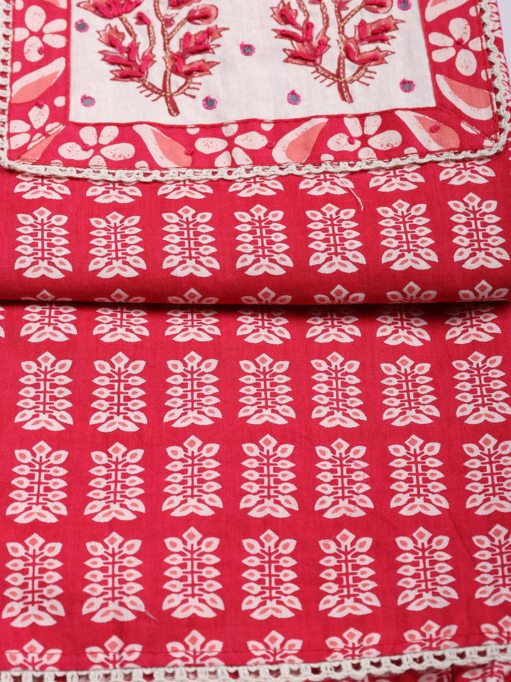 Printed Chanderi Unstitched Suit Piece With Dupatta