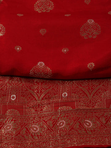 Ethnic Motifs Woven Chanderi Unstitched Suit With Dupatta