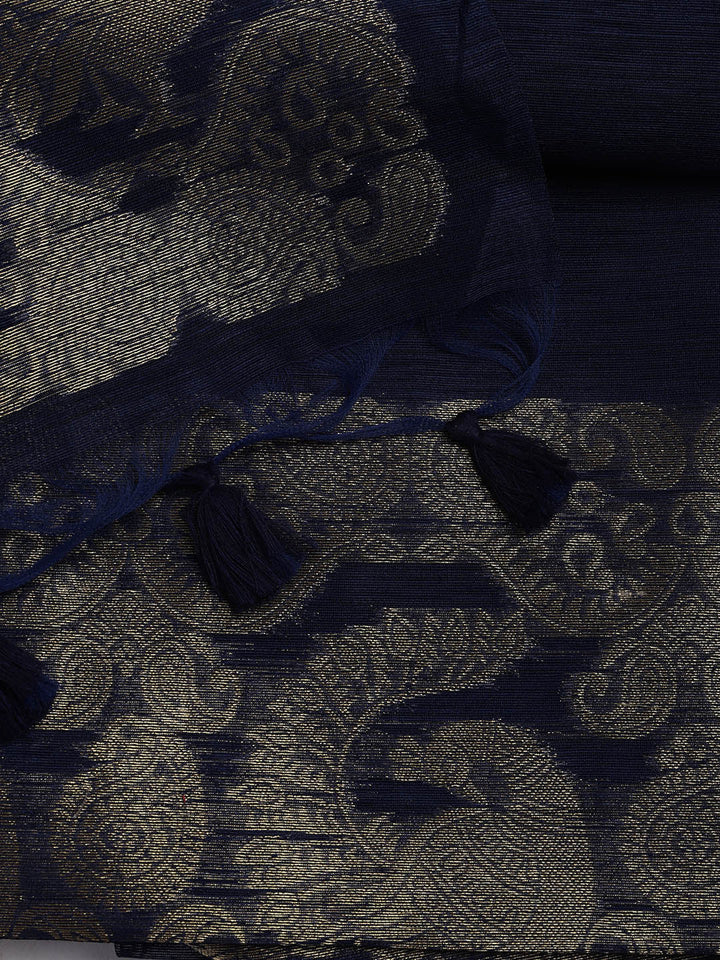 Woven Chanderi Unstitched Suit Piece With Dupatta