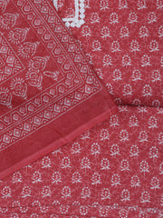 Neck Work Cotton Blend Unstitched Suit With Dupatta