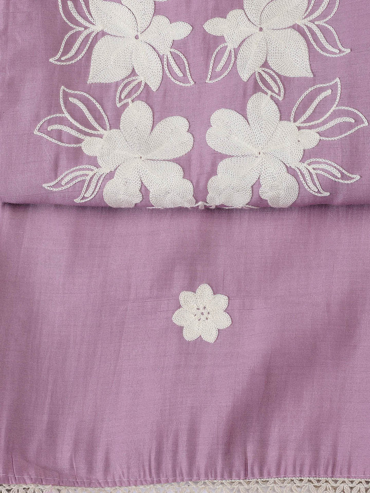 Neck Embroidery Chanderi Unstitched Suit With Dupatta