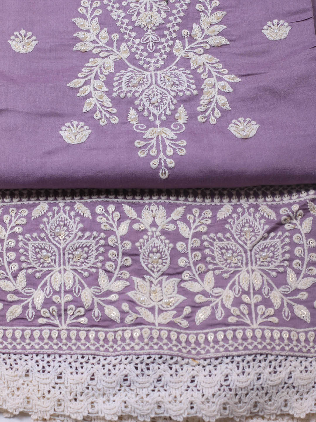 Embroidery Cotton Blend Unstitched Suit With Dupatta