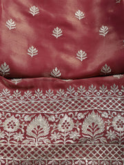 Neck Embroidered Tissue Unstitched Suit With Dupatta