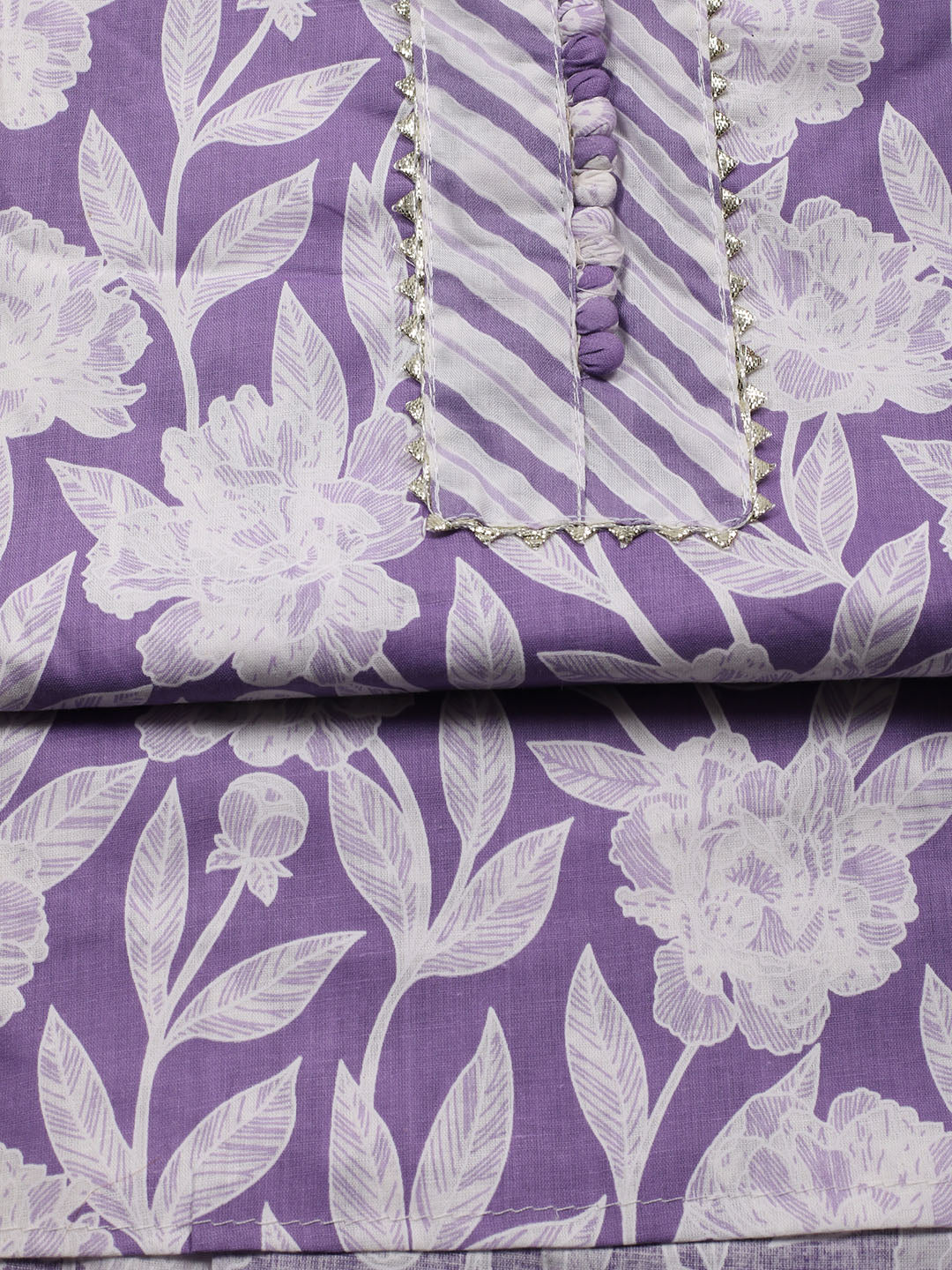 Neck Patti Cotton Blend Unstitched Suit With Dupatta
