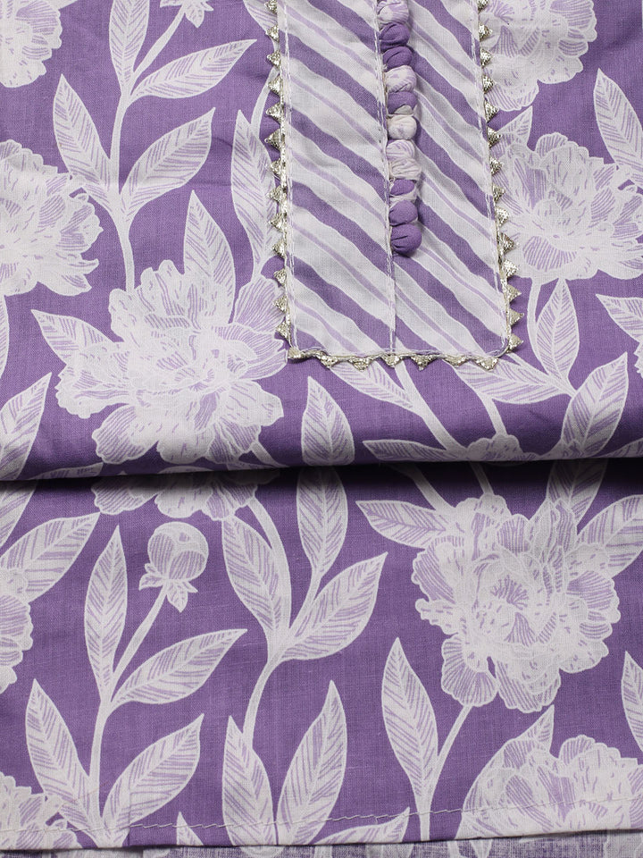 Neck Patti Cotton Blend Unstitched Suit With Dupatta