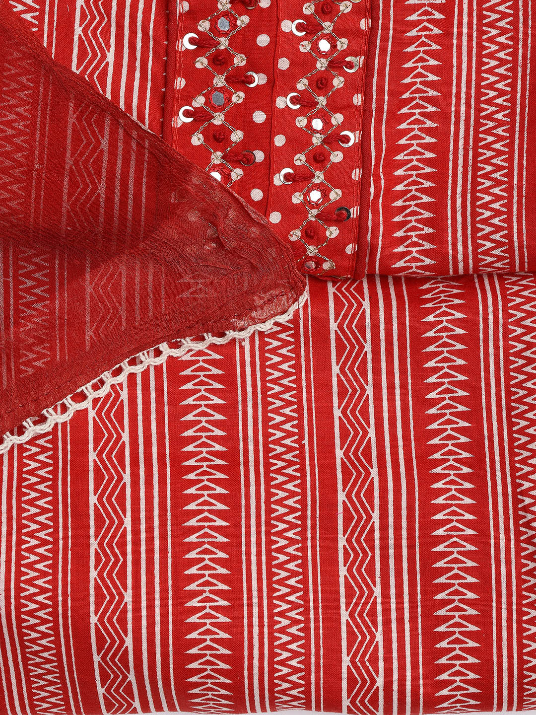 Printed Cotton Blend Unstitched Suit With Dupatta