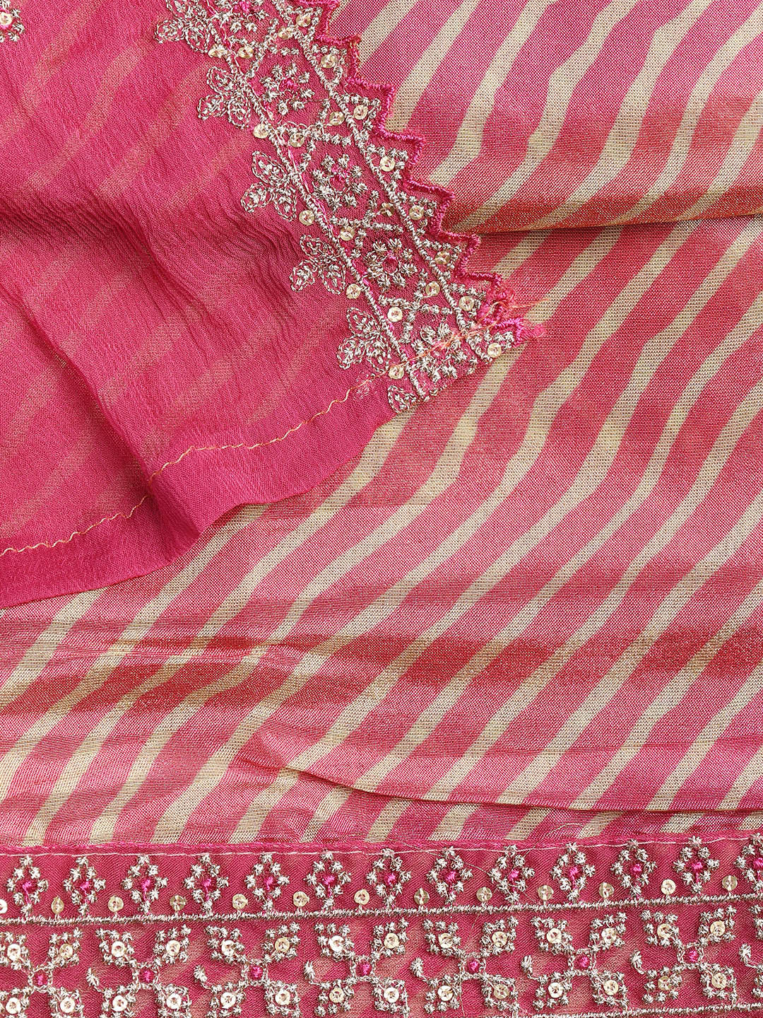 Patch Neck Art Silk Unstitched Suit With Dupatta