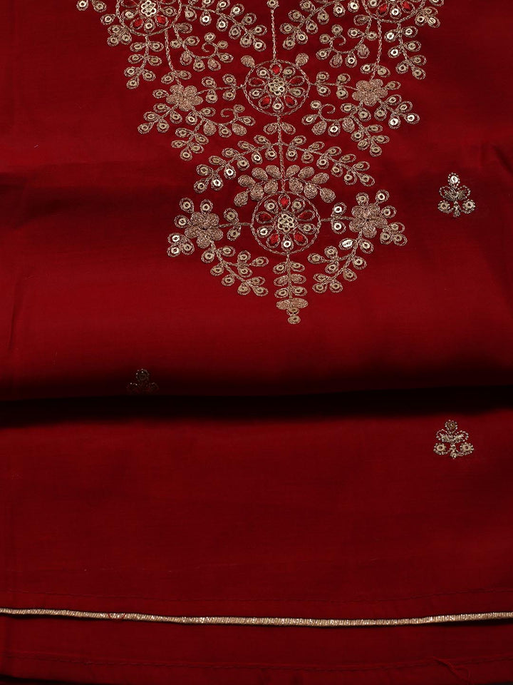 Neck Embroidery Chanderi Unstitched Suit Piece With Dupatta