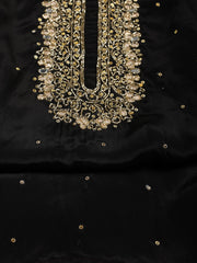 Neck Embroidered Organza Unstitched Suit With Dupatta