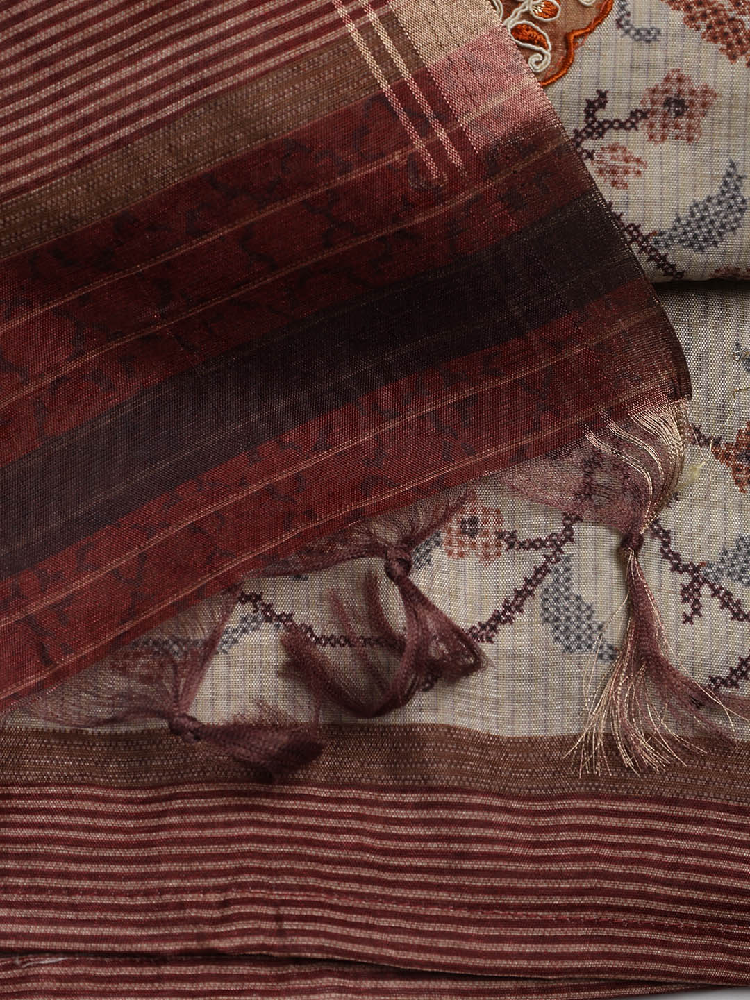 Embroidered Chanderi Unstitched Suit Piece With Dupatta