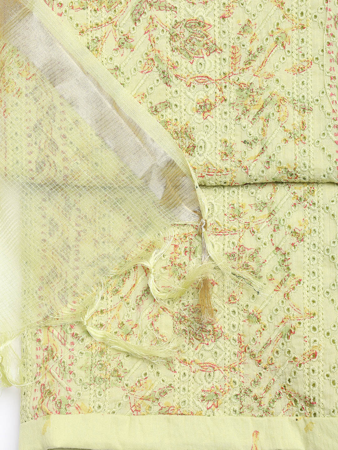 Printed Cotton Blend Unstitched Suit With Dupatta