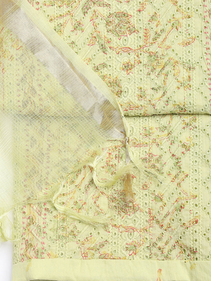 Printed Cotton Blend Unstitched Suit With Dupatta