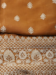 Neck Embroidered Tissue Unstitched Suit With Dupatta