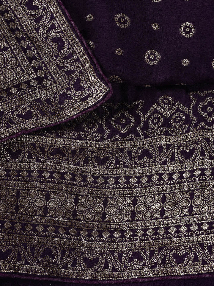 Embroidered Art Silk Unstitched Suit Piece With Dupatta