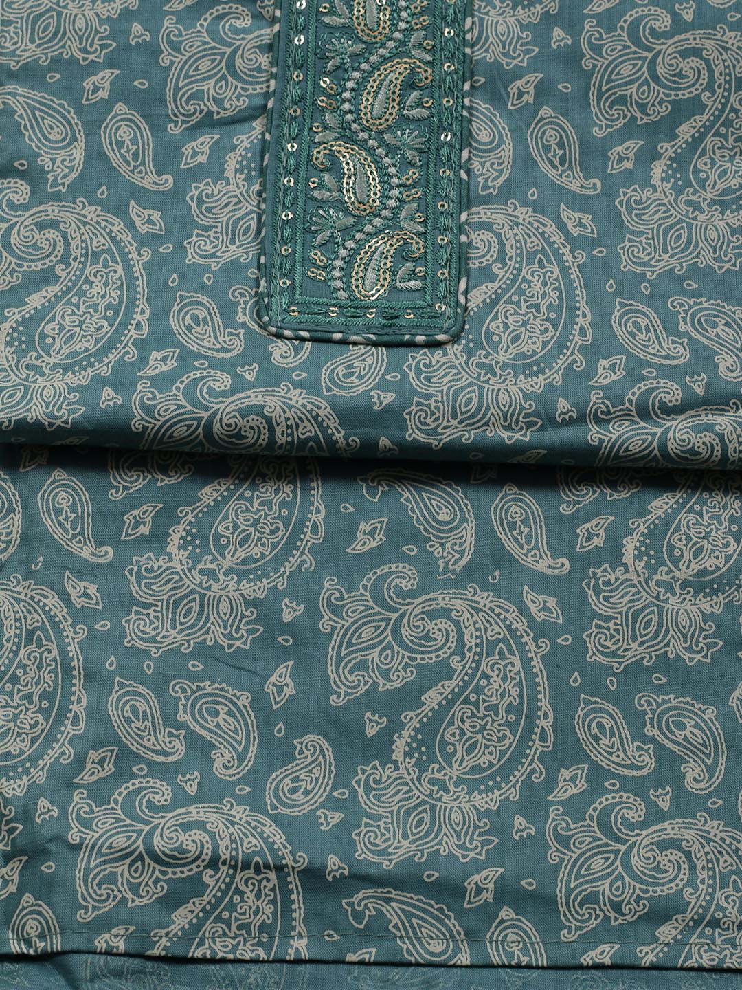Printed Cotton Blend Unstitched Suit Piece With Dupatta