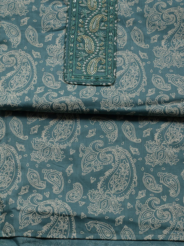 Printed Cotton Blend Unstitched Suit Piece With Dupatta