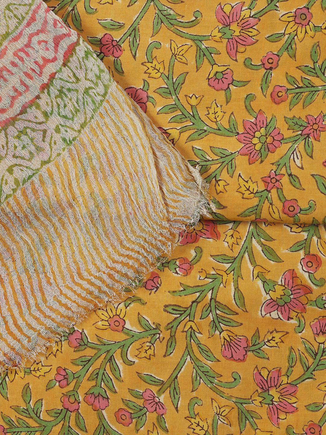 Printed Cotton Blend Unstitched Suit With Dupatta