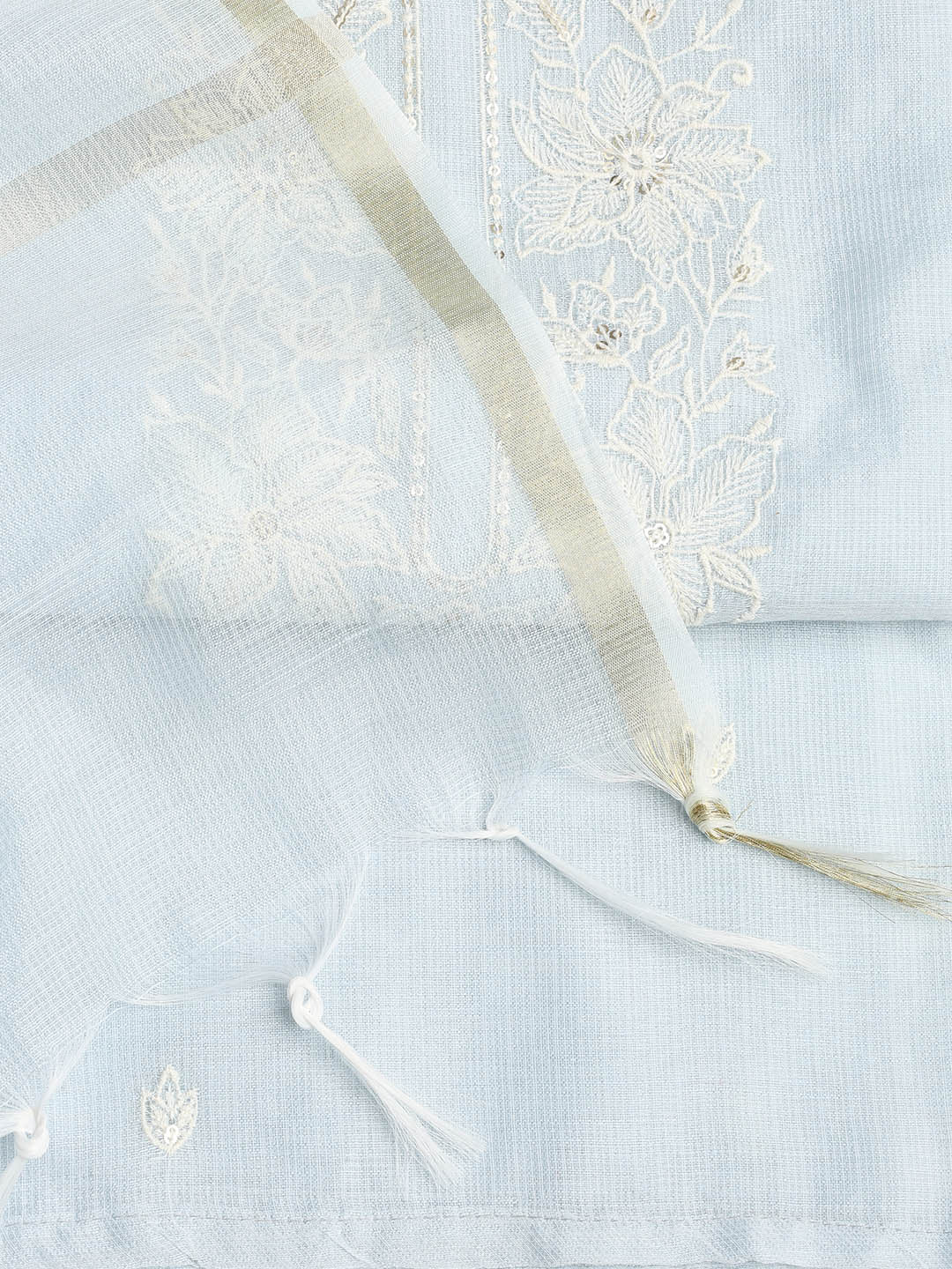 Neck Embroidered Cotton Blend Unstitched Suit With Dupatta