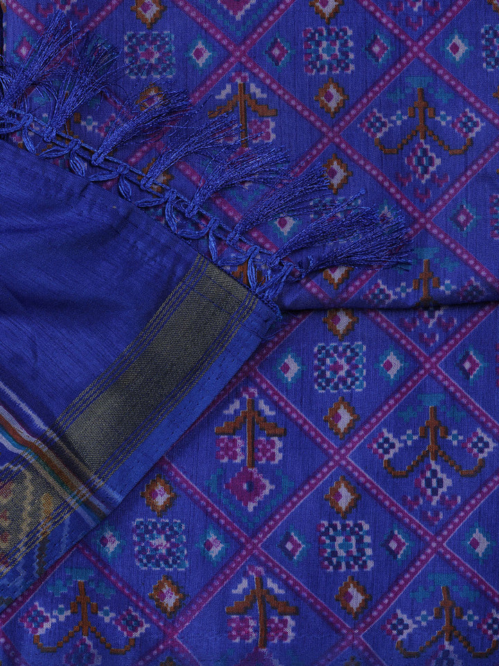 Printed Chanderi Unstitched Suit With Dupatta