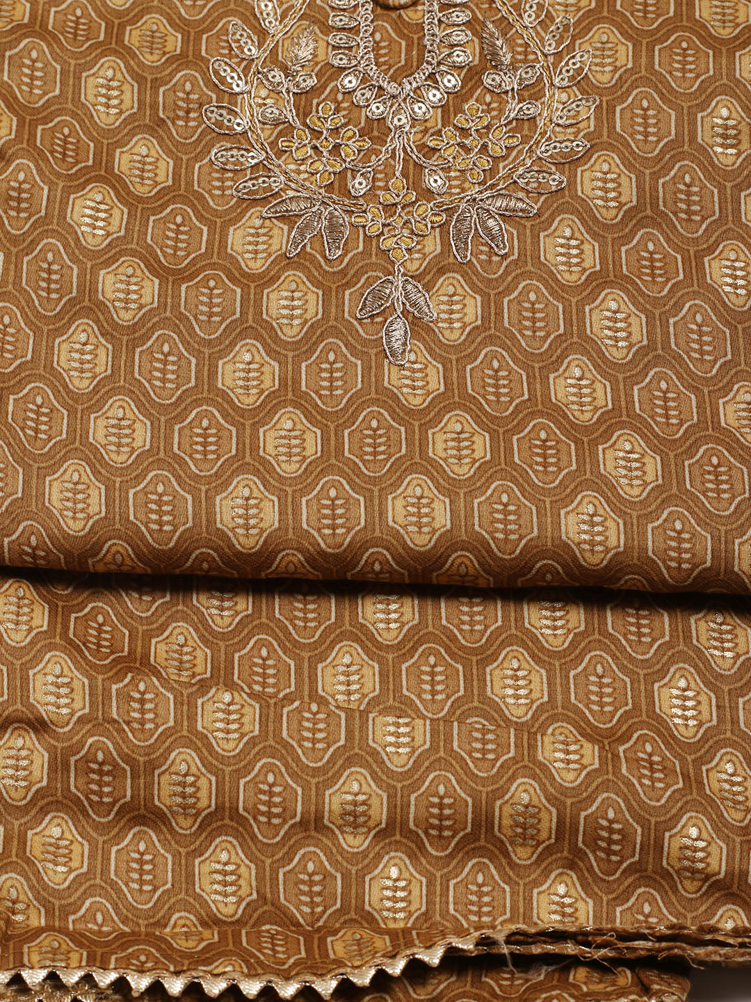 Neck Embroidered Cotton Blend Unstitched Suit Piece With Dupatta