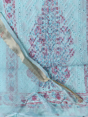 Neck Work Cotton Blend Unstitched Suit With Dupatta