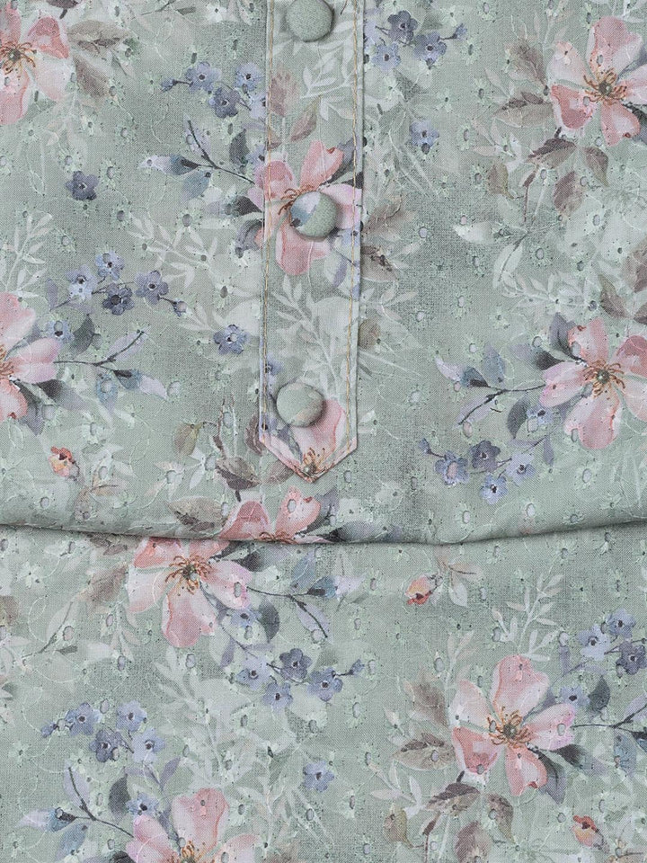 Printed Cotton Blend Unstitched Suit With Dupatta