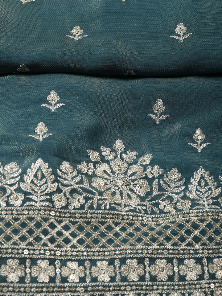 Neck Embroidered Tissue Unstitched Suit With Dupatta