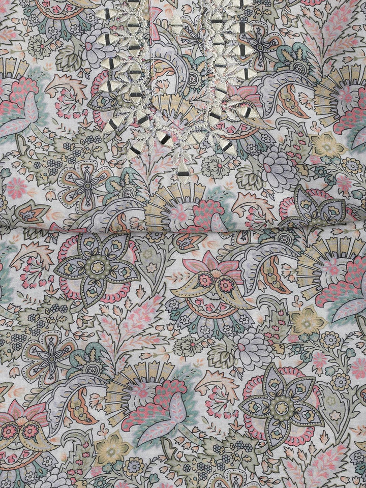 Floral Printed Muslin Unstitched Suit Piece With Dupatta