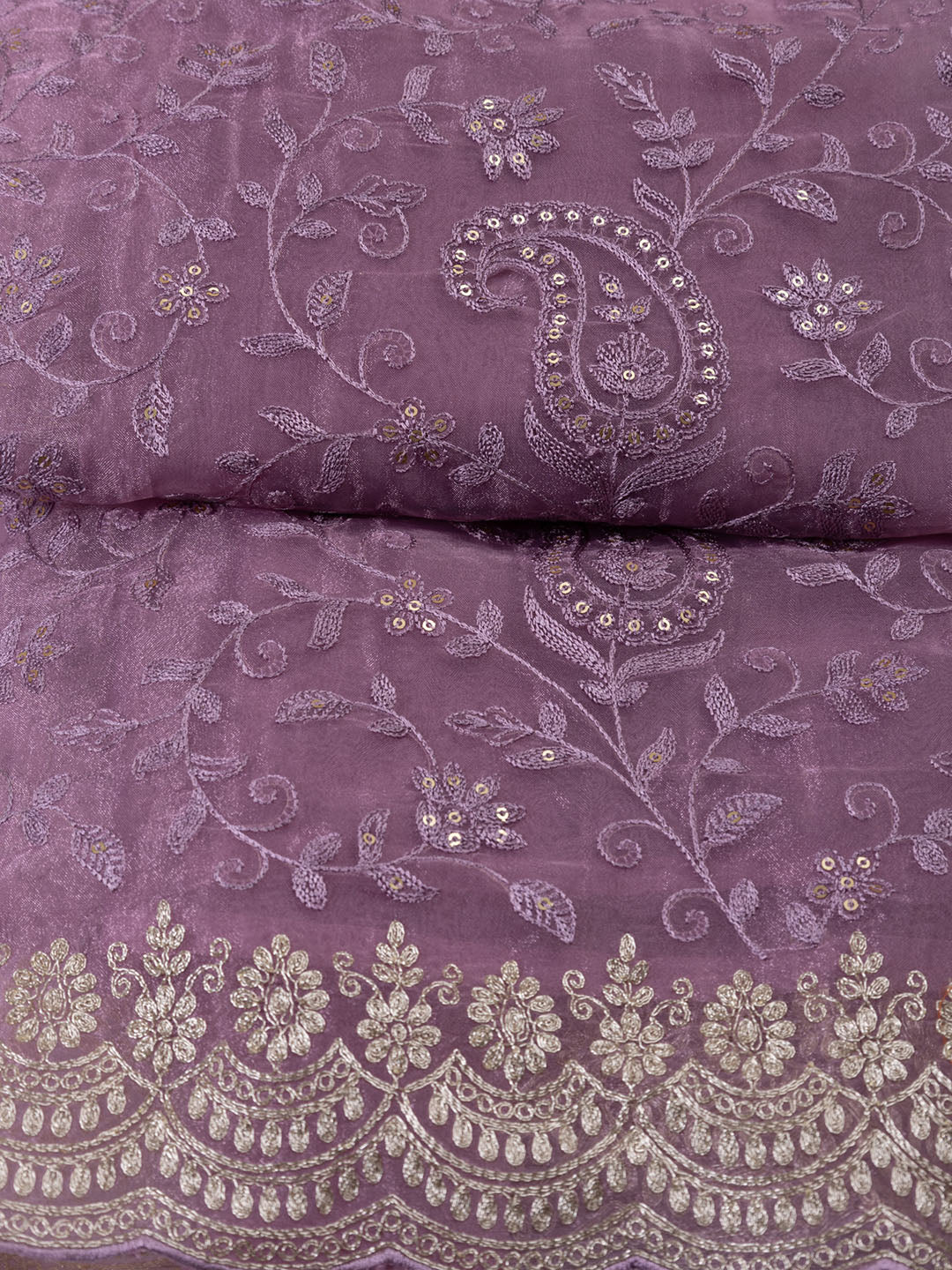 Embroidered Organza Unstitched Suit With Dupatta