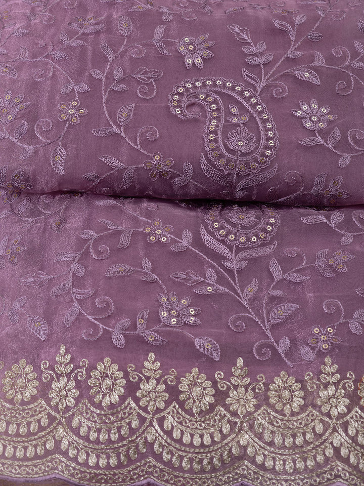 Embroidered Organza Unstitched Suit With Dupatta