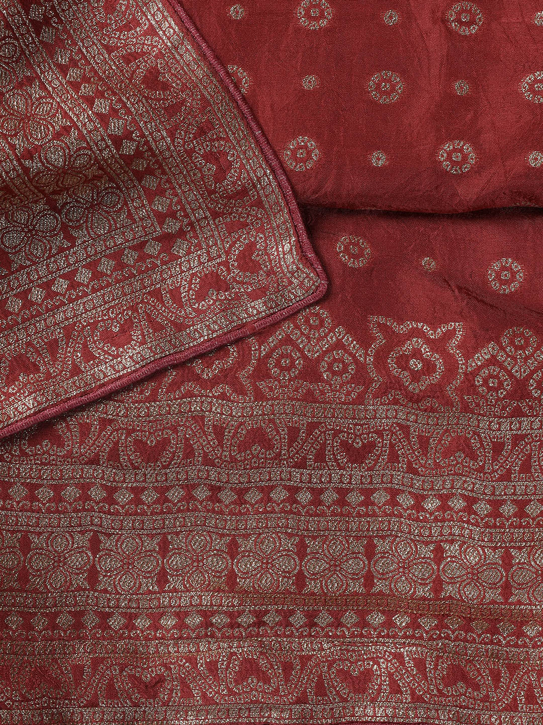 Embroidered Art Silk Unstitched Suit Piece With Dupatta