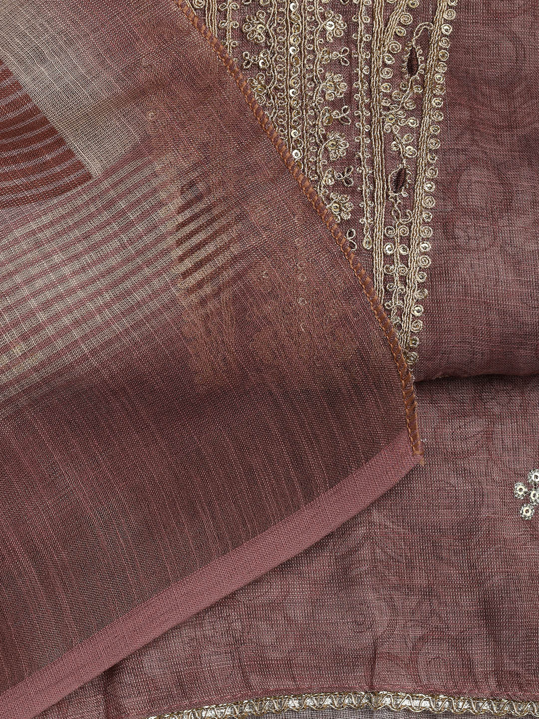 Neck Embroidery Chanderi Unstitched Suit With Dupatta