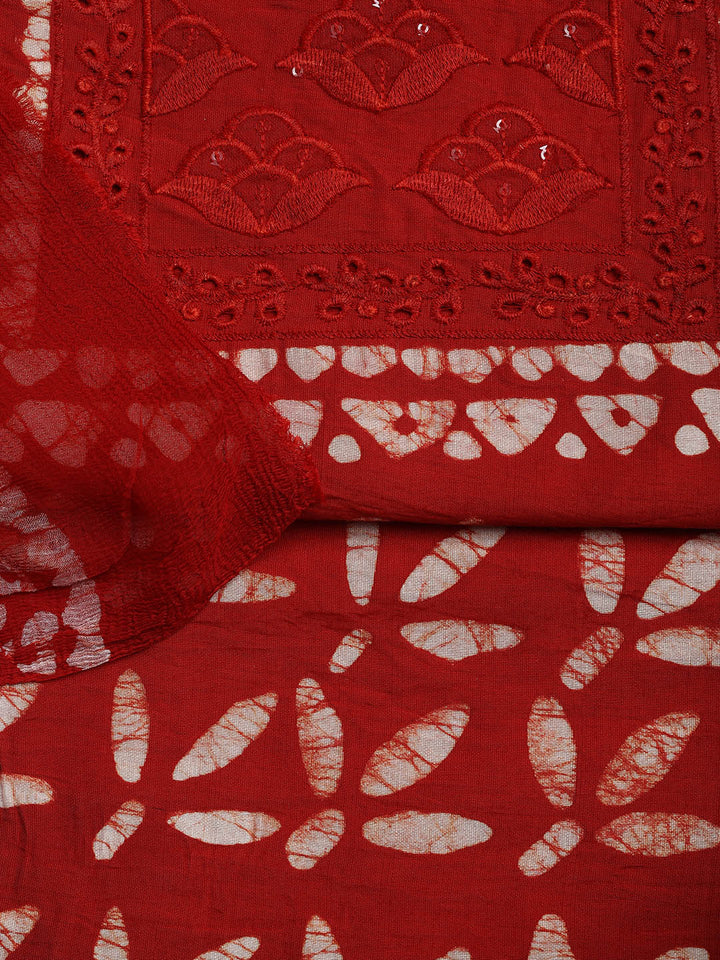 Printed Cotton Blend Unstitched Suit With Dupatta