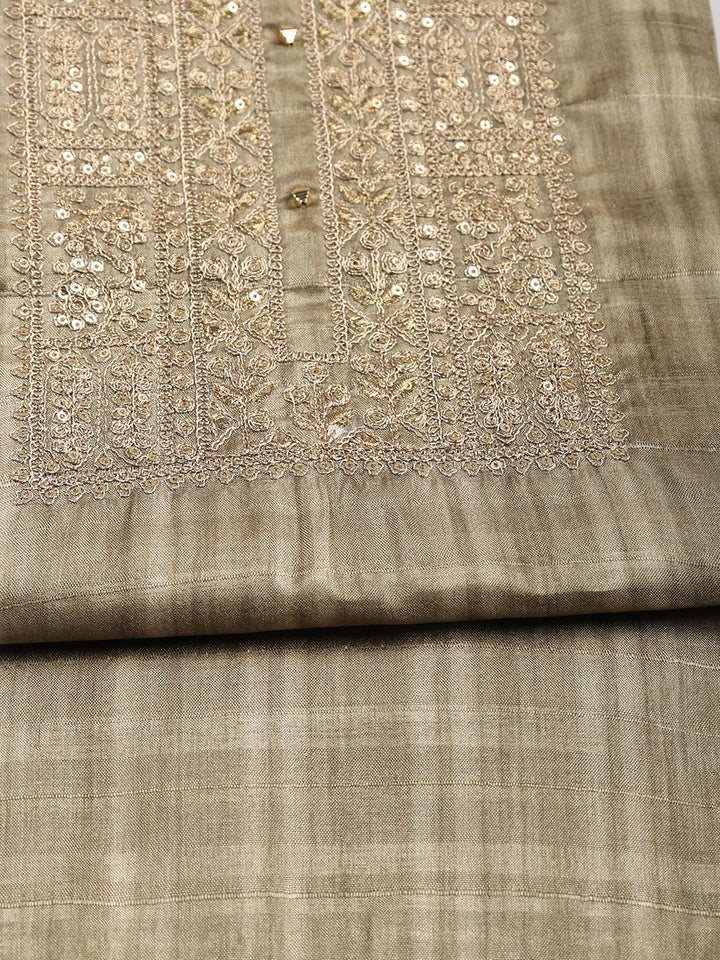Neck Embroidered Tissue Unstitched Suit With Dupatta