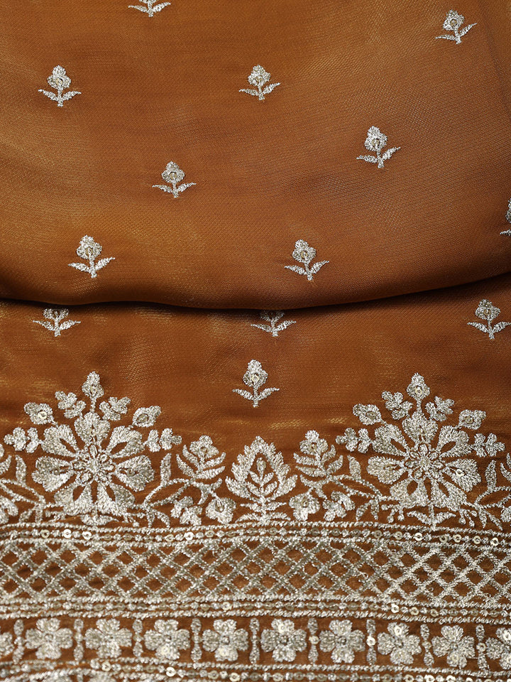 Neck Embroidered Tissue Unstitched Suit With Dupatta