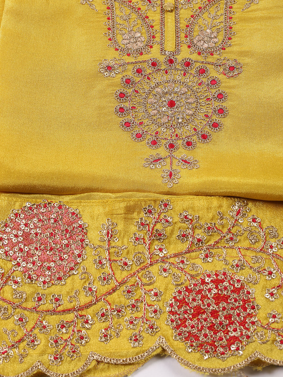 Neck Embroidered Tissue Unstitched Suit With Dupatta