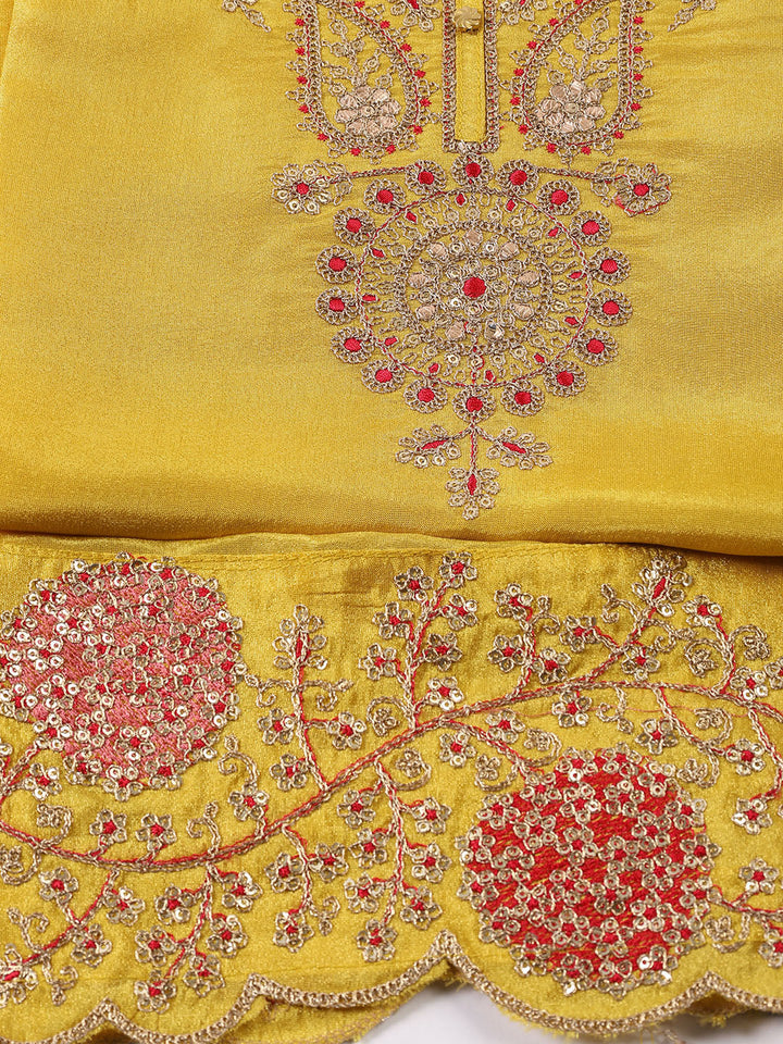 Neck Embroidered Tissue Unstitched Suit With Dupatta