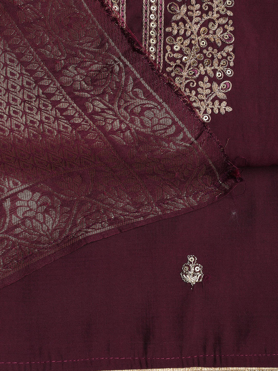 Embroidered Chanderi Unstitched Suit Piece With Dupatta