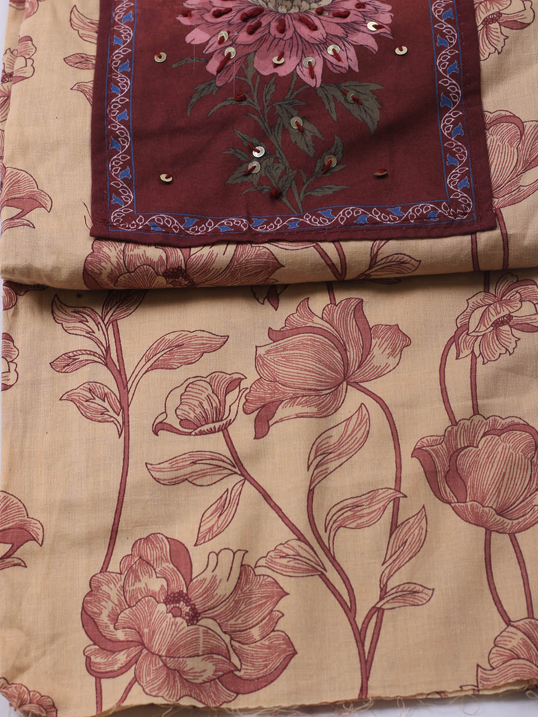 Printed Cotton Blend Unstitched Suit With Dupatta