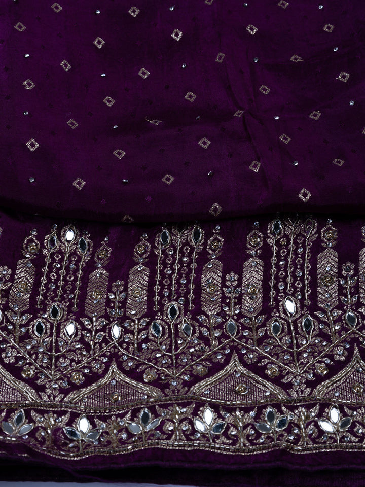 Booti Work Art Silk Unstitched Suit Piece With Dupatta