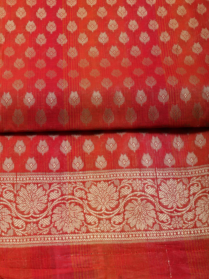 Woven Design Chanderi Unstitched Suit With Dupatta