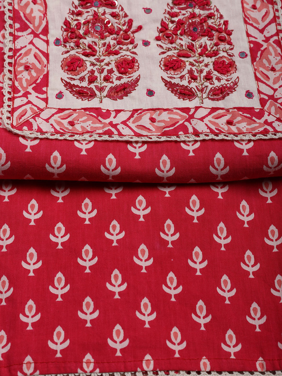 Printed Chanderi Unstitched Suit Piece With Dupatta