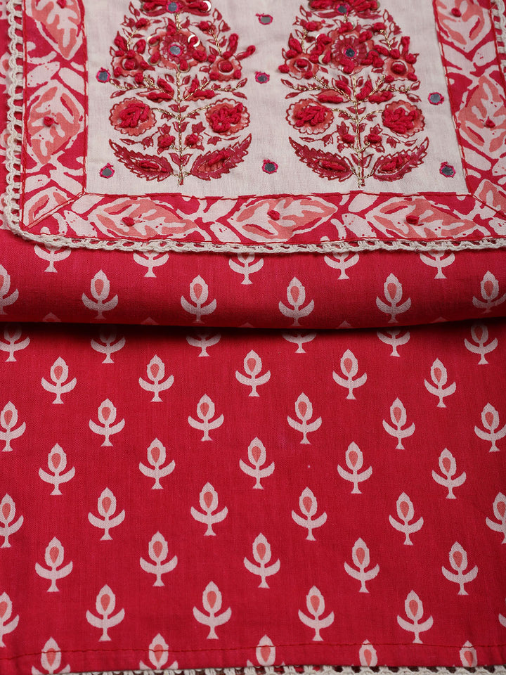 Printed Chanderi Unstitched Suit Piece With Dupatta