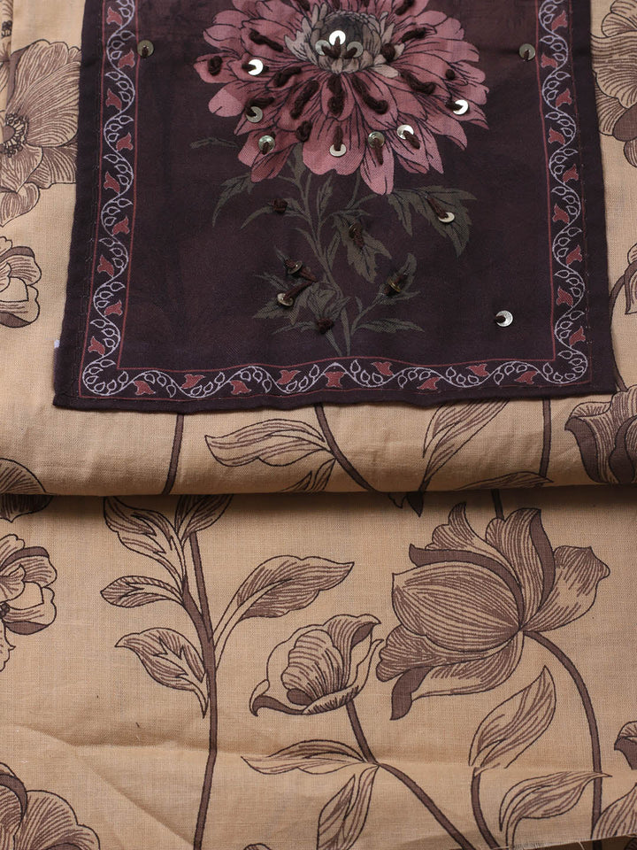 Printed Cotton Blend Unstitched Suit With Dupatta