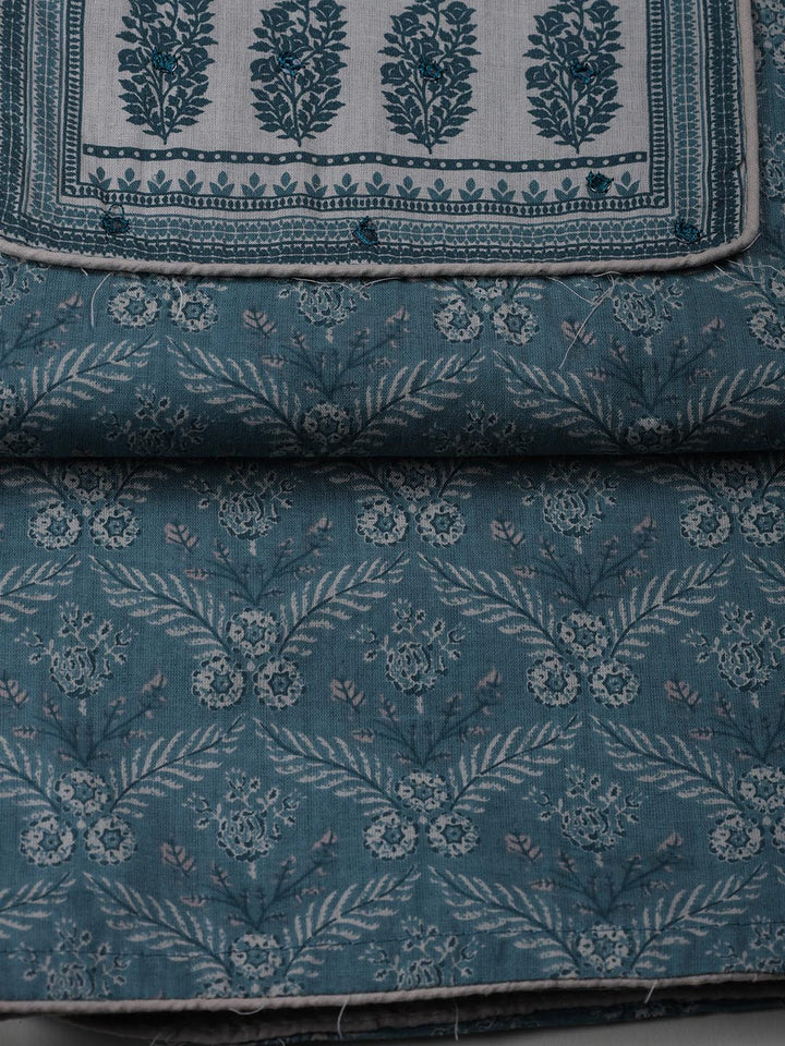 Printed Cotton Blend Unstitched Suit Piece With Dupatta
